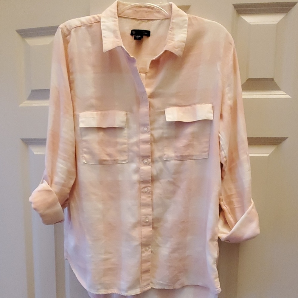 Pink and white plaid flannel *3 for $10